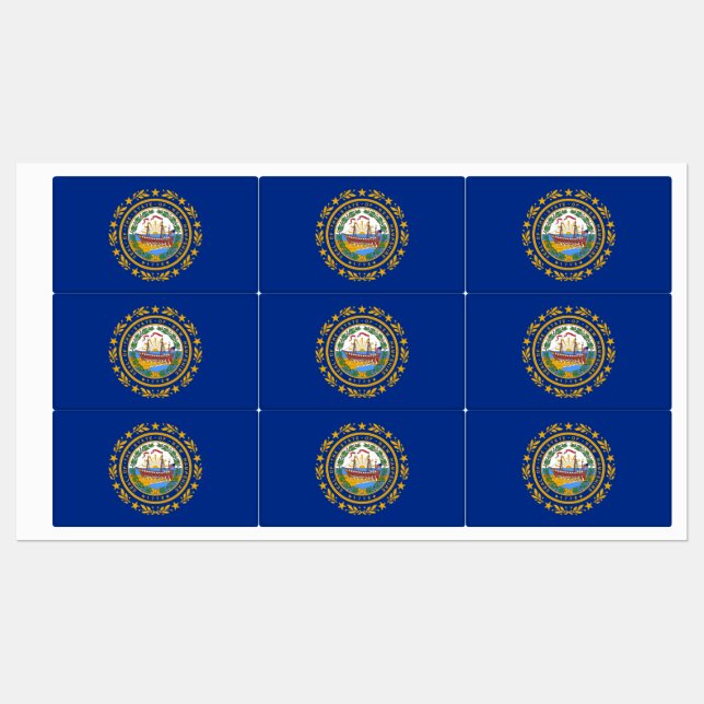 Patriotic labels with flag of New Hampshire State (Sheet)