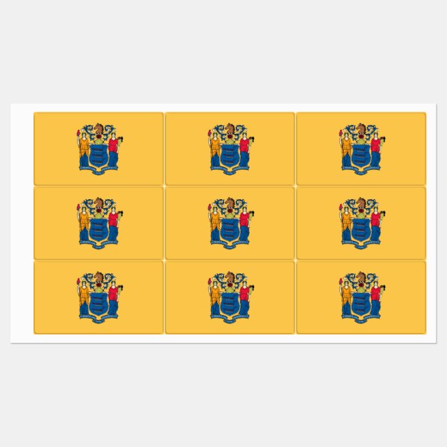 Patriotic labels with flag of New Jersey State (Sheet)
