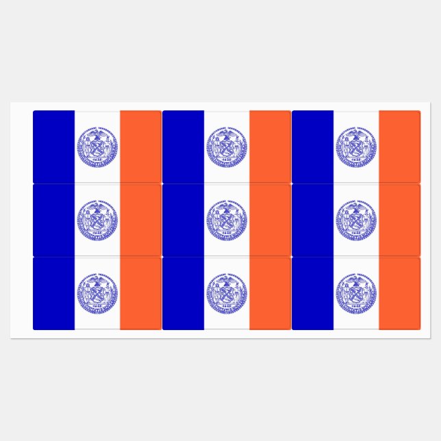 Patriotic labels with flag of New York City (Sheet)