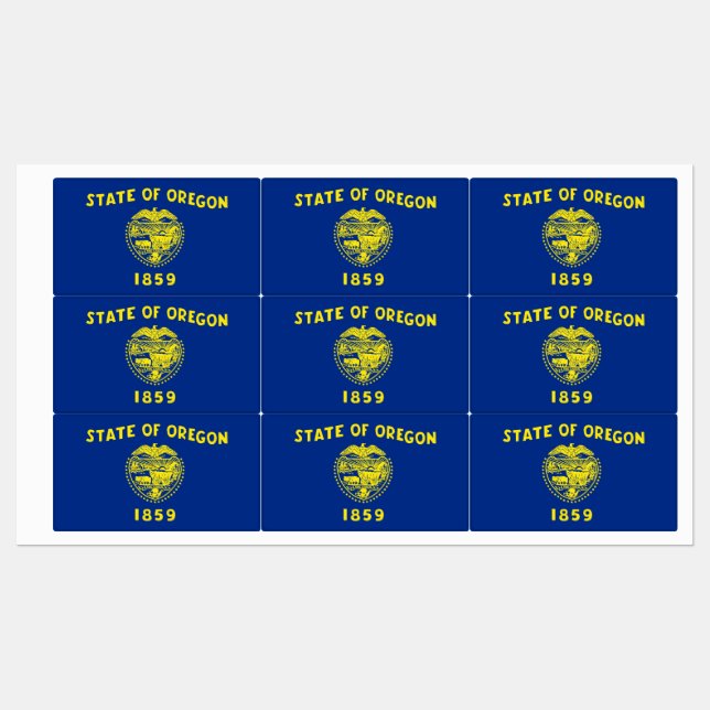 Patriotic labels with flag of Oregon State (Sheet)