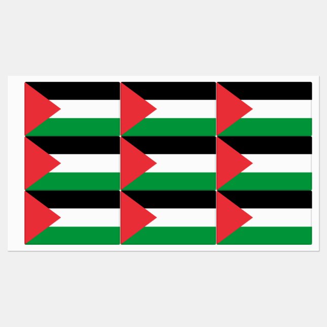 Patriotic labels with flag of Palestine (Sheet)