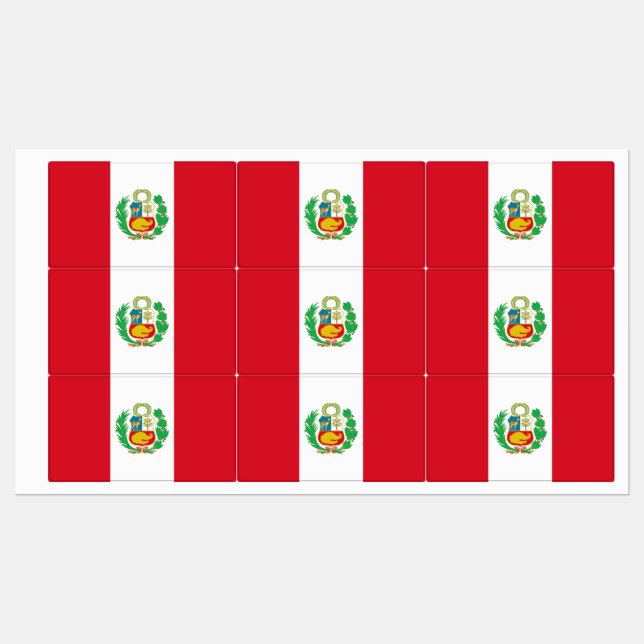 Patriotic labels with flag of Peru (Sheet)
