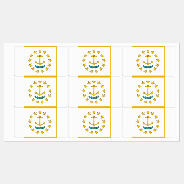 Patriotic labels with flag of Rhode Island State (Sheet)