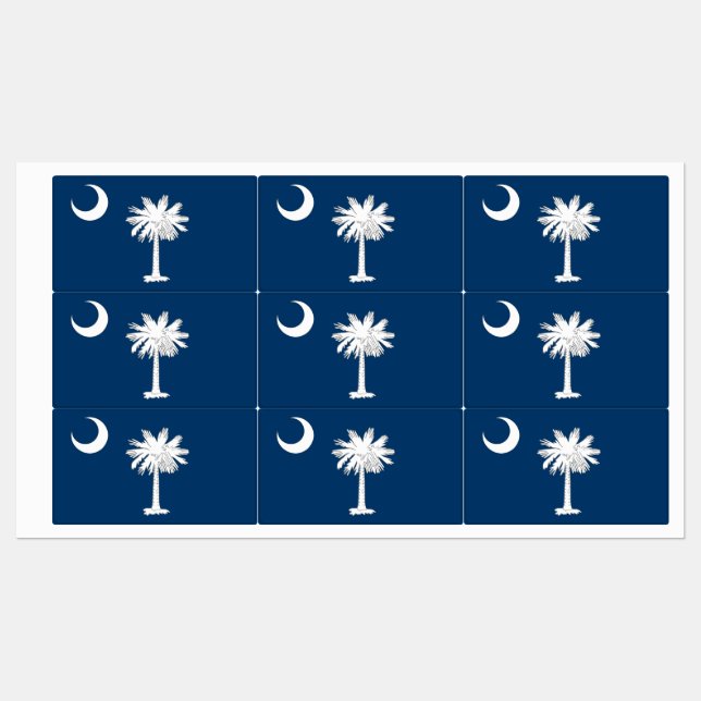 Patriotic labels with flag of South Carolina State (Sheet)