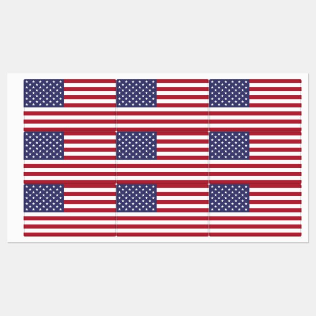 Patriotic labels with flag of USA (Sheet)