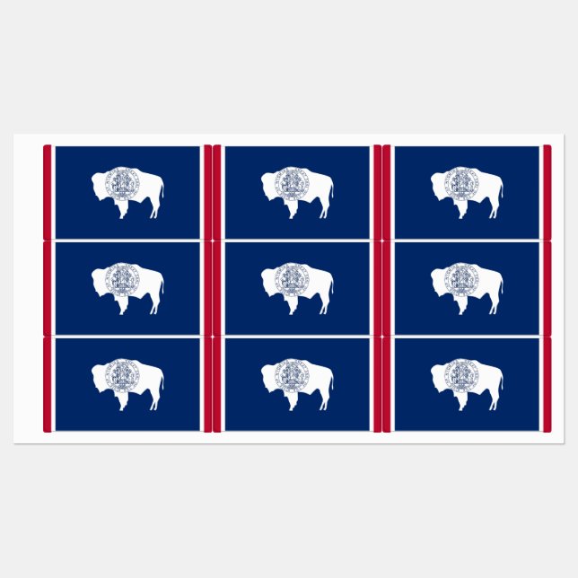 Patriotic labels with flag of Wyoming State (Sheet)