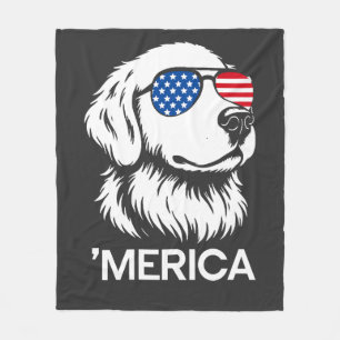 Patriotic Labrador American Flag Fourth of July Fleece Blanket