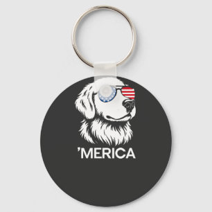 Patriotic Labrador American Flag Fourth of July Keychain