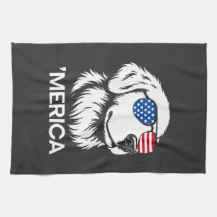 Patriotic Labrador American Flag Fourth of July Kitchen Towel