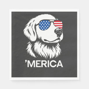 Patriotic Labrador American Flag Fourth of July Napkins