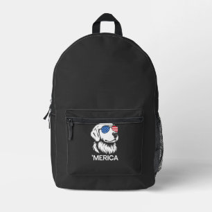 Patriotic Labrador American Flag Fourth of July Printed Backpack