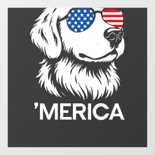 Patriotic Labrador American Flag Fourth of July Window Cling