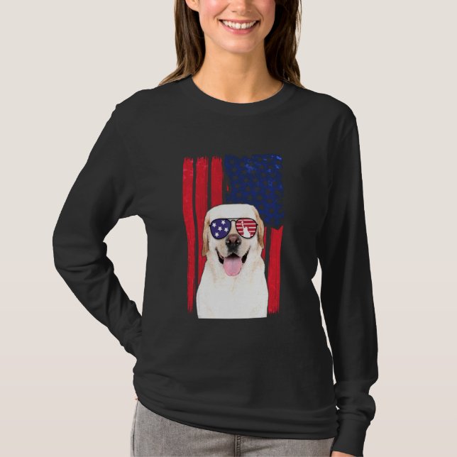Patriotic Labrador Dog 4th Of July Usa American Fl T-Shirt (Front)