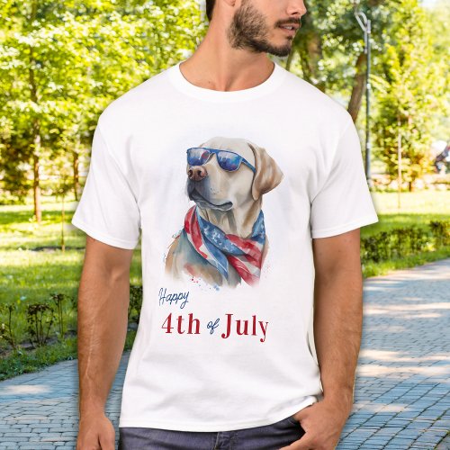 Patriotic Labrador Dog USA Flag Happy 4th Of July T_Shirt