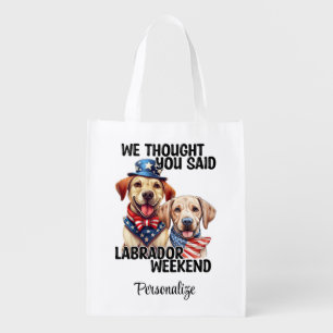 Patriotic Labrador Dogs Quote Funny Humor Grocery Bag