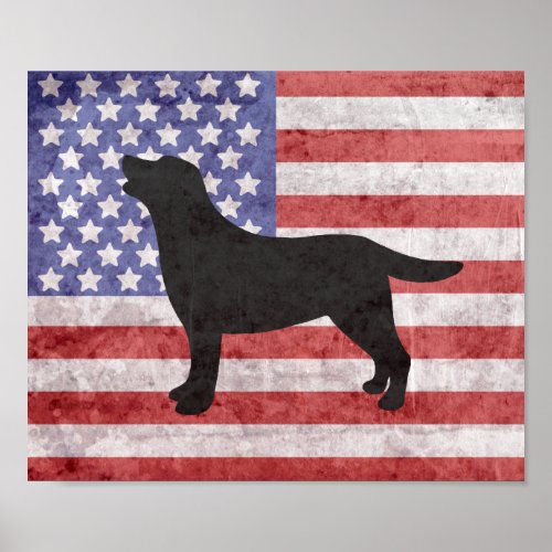 Patriotic Labrador Outline 4th of July Poster