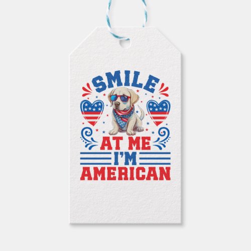 Patriotic Labrador Retriever Dog for 4th Of July Gift Tags