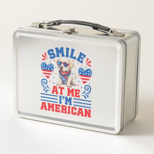 Patriotic Labrador Retriever Dog for 4th Of July Metal Lunch Box