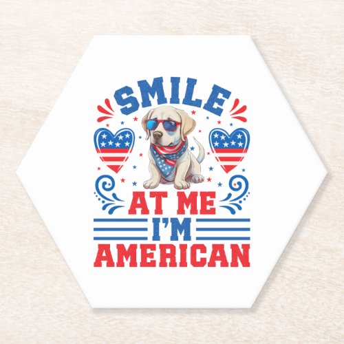 Patriotic Labrador Retriever Dog for 4th Of July Paper Coaster