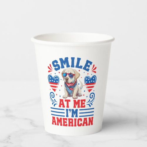 Patriotic Labrador Retriever Dog for 4th Of July Paper Cups