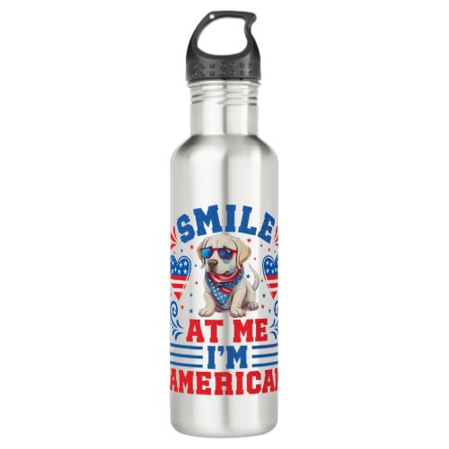 Patriotic Labrador Retriever Dog for 4th Of July Stainless Steel Water Bottle