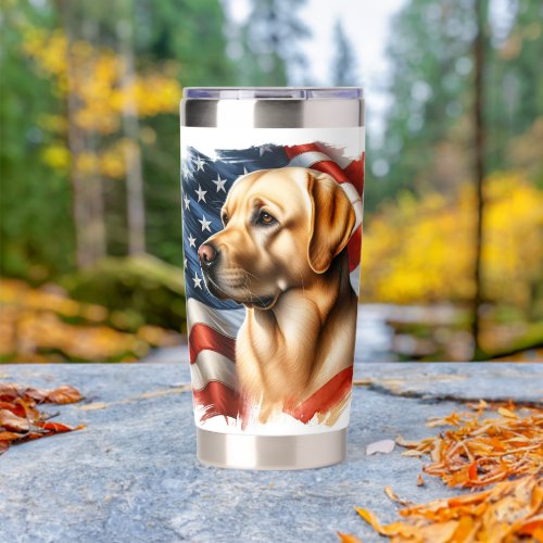 Patriotic Labrador Retriever Fall‑Scene Design Insulated Tumbler