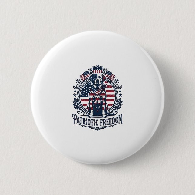 Patriotic Labrador Retriever Vector Graphic Tee_1 Button (Front)