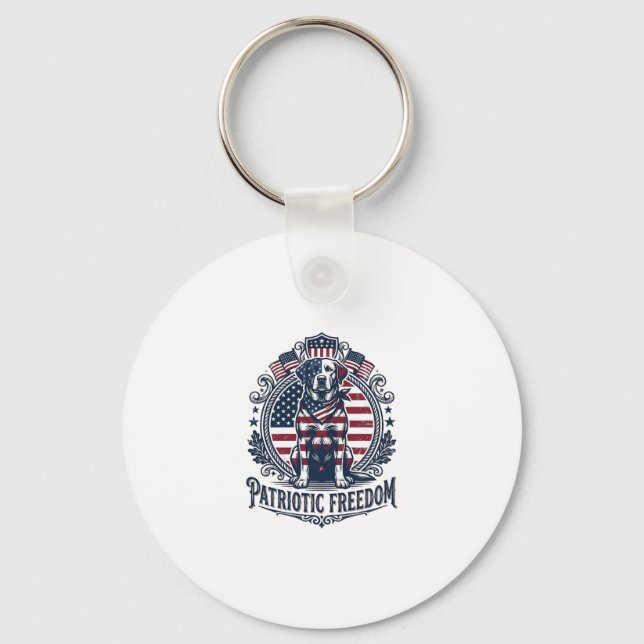 Patriotic Labrador Retriever Vector Graphic Tee_1 Keychain (Front)
