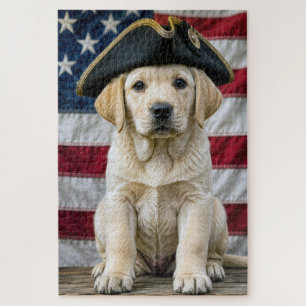 Patriotic Labrador Retriever With Tricorn Hat Jigsaw Puzzle