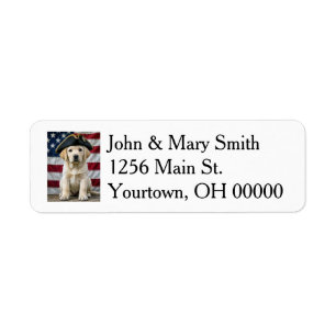 Patriotic Labrador Retriever With Tricorn Hat Label