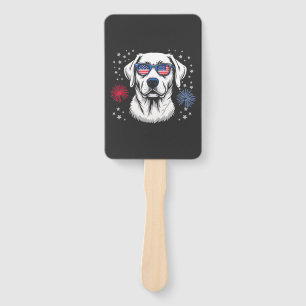 Patriotic Labrador with USA Shades Hand Fan