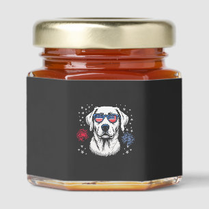 Patriotic Labrador with USA Shades Honey Jar Favors