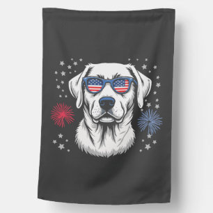 Patriotic Labrador with USA Shades House Flag