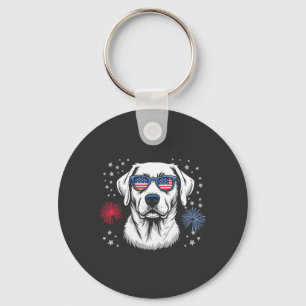 Patriotic Labrador with USA Shades Keychain