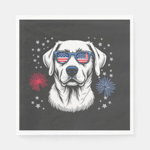 Patriotic Labrador with USA Shades Napkins