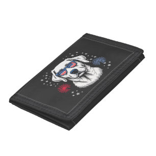 Patriotic Labrador with USA Shades Trifold Wallet