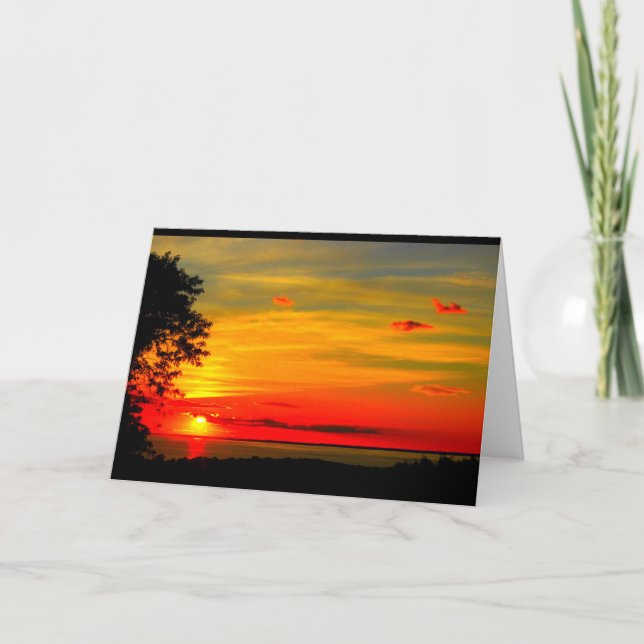 Patriotic Lake Winnebago Sunset Thinking Of You Card (Front)