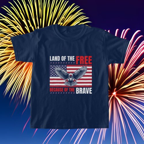 Patriotic land free brave flag eagle T_Shirt