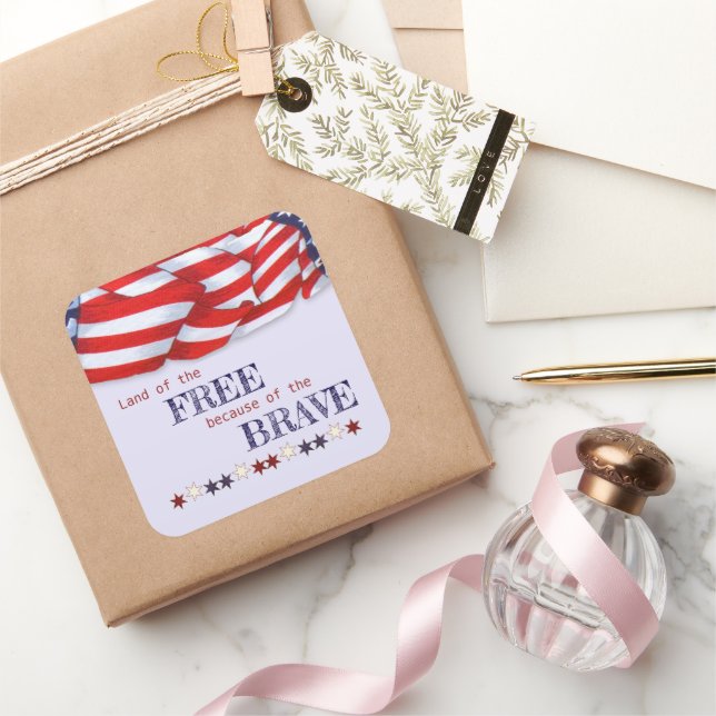 Patriotic Land of the Free Bunting Colorful  Square Sticker (Gifting)