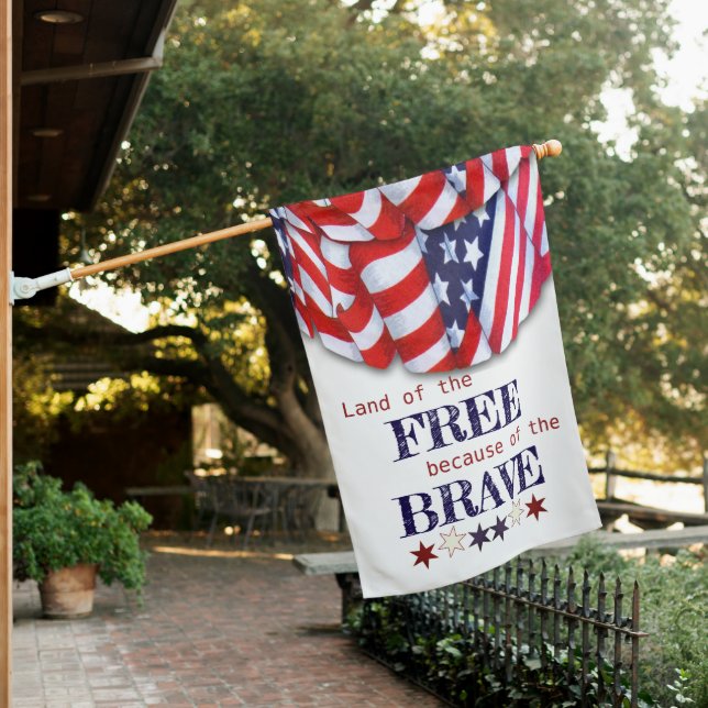 Patriotic Land of the Free Bunting House Flag (In SItu)