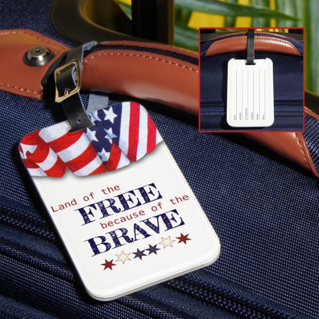 Patriotic Land of the Free Bunting  Luggage Tag (luggage tag front and back)