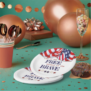 Patriotic Land of the Free Bunting Paper Plates