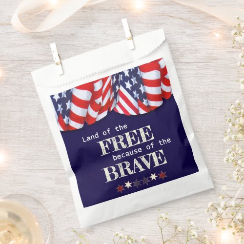 Patriotic Land of the Free Red White Blue Bunting Favor Bag