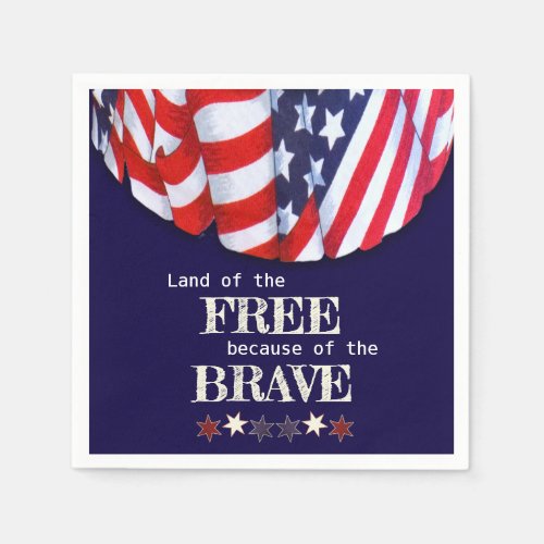Patriotic Land of the Free Red White Blue Bunting Napkins