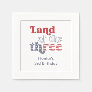 Patriotic Land Of The Three 3rd Birthday Party Napkins