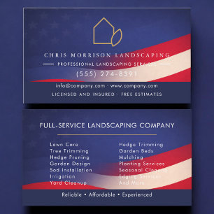 Patriotic Landscaping Company Lawn Service Business Card