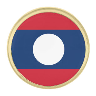 Patriotic Laos Flag Gold Finish Lapel Pin