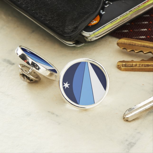 Patriotic lapel pin with Flag of Columbia, SC (In Situ)