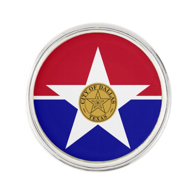 Patriotic lapel pin with Flag of Dallas (Front)