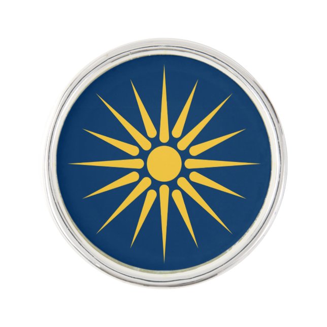 Patriotic lapel pin with Flag of Macedonia, Greece (Front)